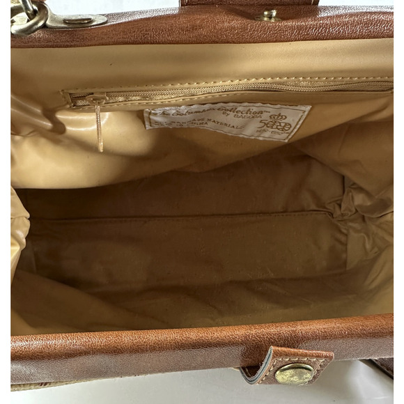 The Columbus Collection By Bagoda Vtg Map Print Travel Luggage Satchel Gladstone - Picture 9 of 16